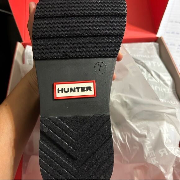 HUNTER black ankle rain boots booties shoes women’s 7 new in box - Picture 4 of 8